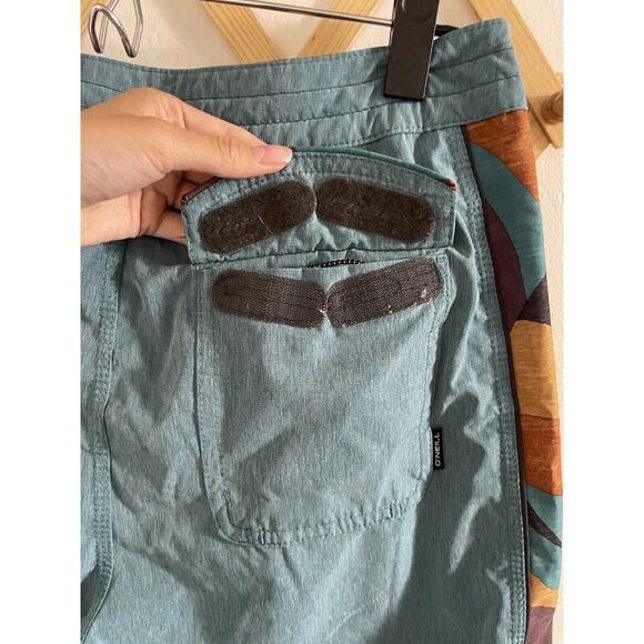 O’Neill Boardshorts Mens 30 Blue Green Hyperfreak Groovey Back Pocket Swim Surf - Picture 8 of 10